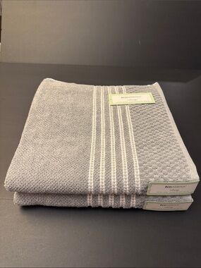 2pc Ecoexistence Melange Gray Waffle Weave Bath Towel Set - Waterless Coloring
